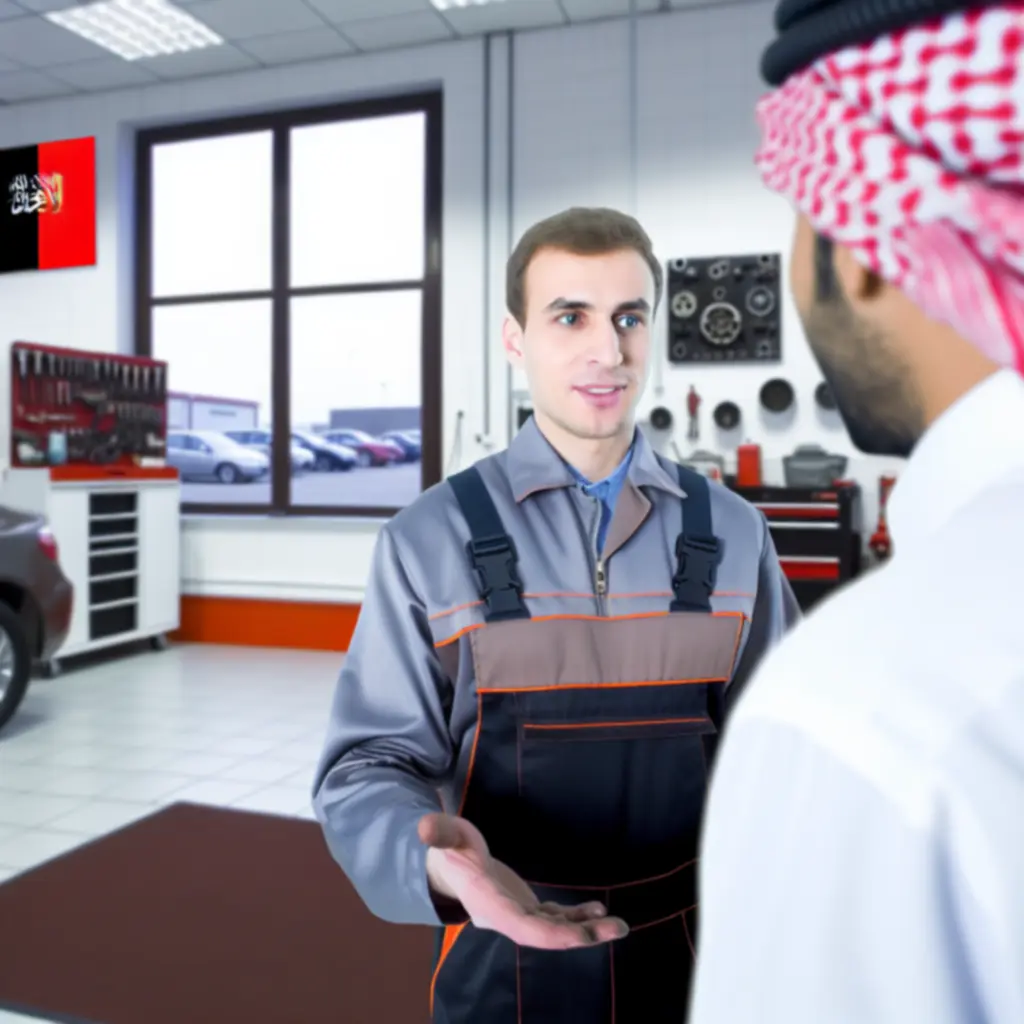 Mechanik udzielający porady dotyczącej konserwacji samochodu