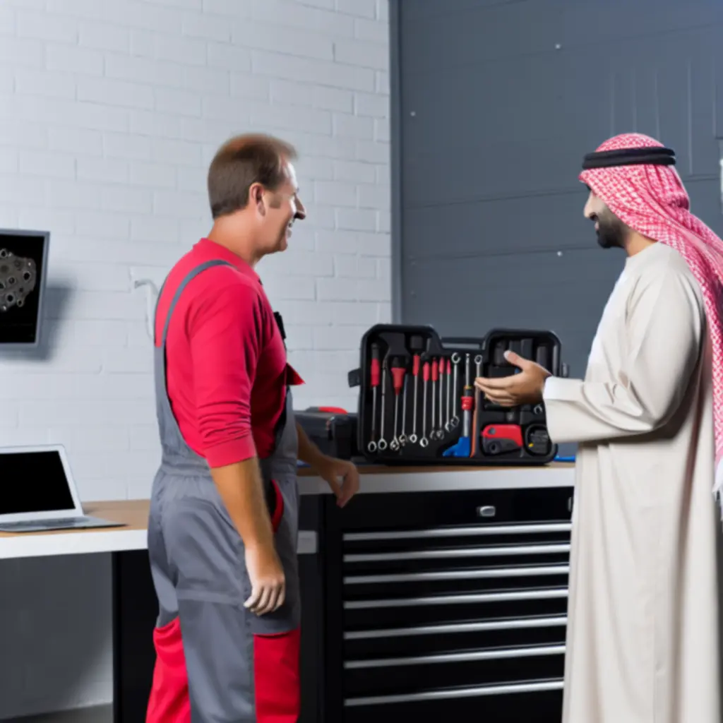 Stanowisko pracy z narzędziami samochodowymi