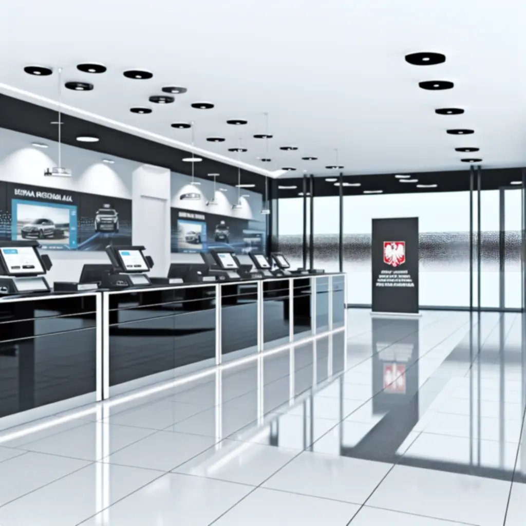 Nowoczesny showroom z akcesoriami samochodowymi