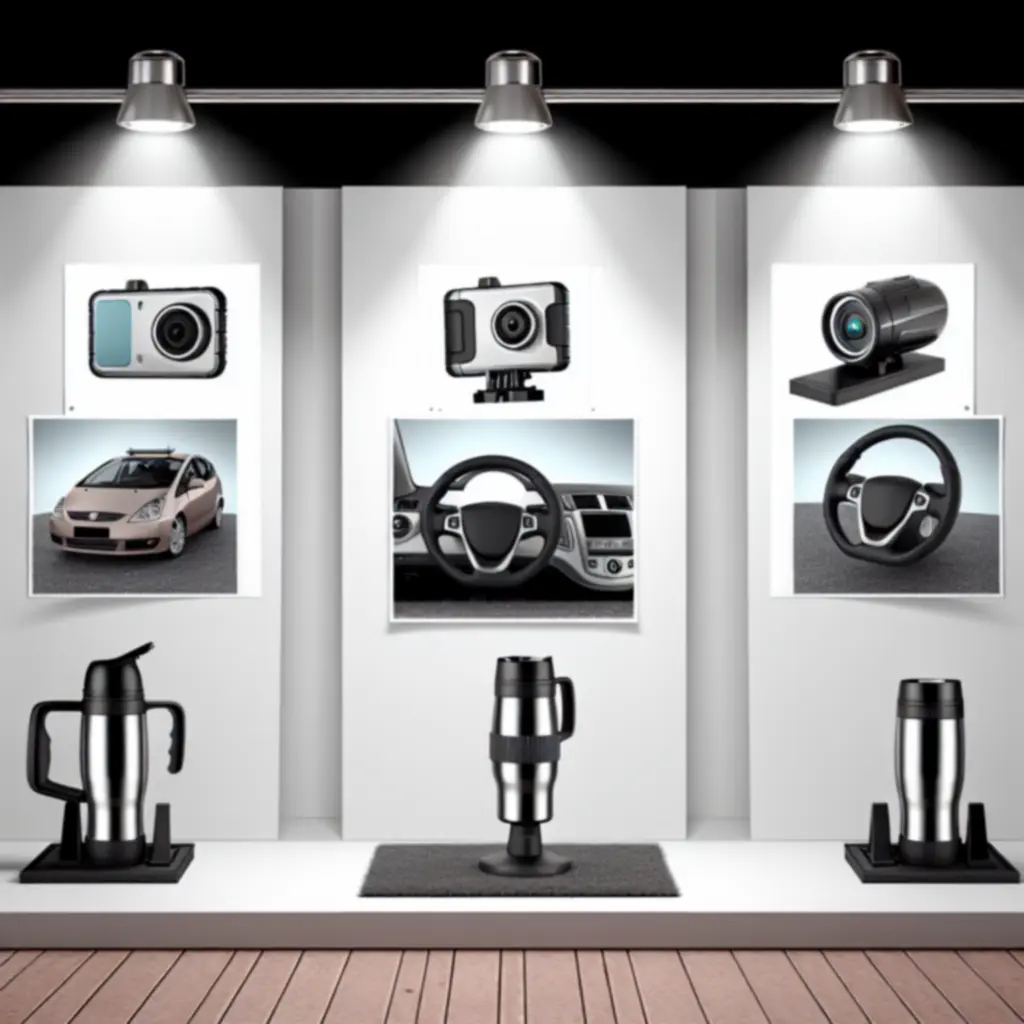 Popularne akcesoria samochodowe prezentowane przy aucie