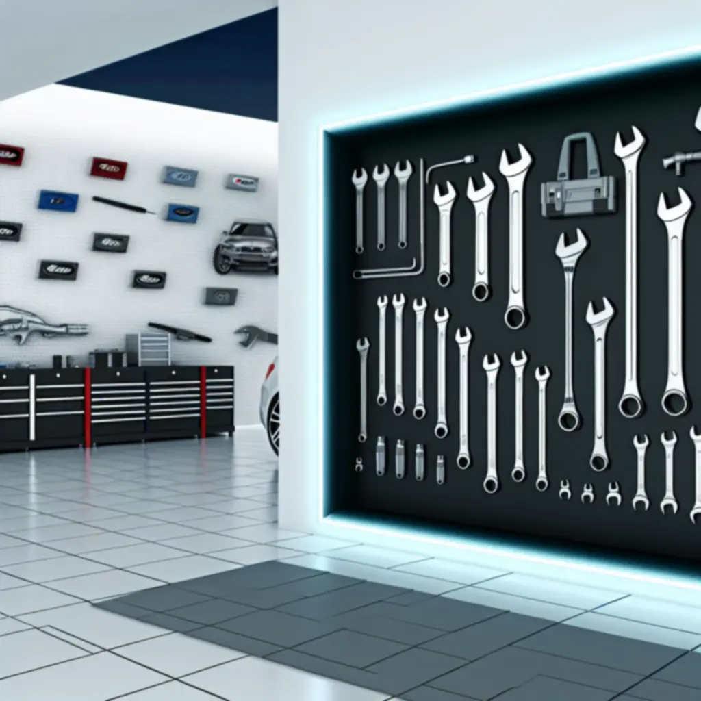 Zestaw narzędzi samochodowych w nowoczesnym garażu